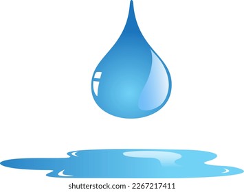 Water drop and spill icon isolated on white background. Water drop icon for web site, app, logo and design template. Creative art concept, vector illustration