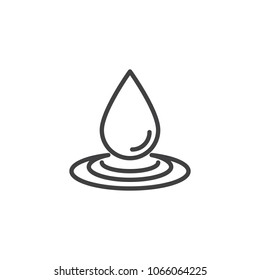 Water drop and spill outline icon. linear style sign for mobile concept and web design. Water splash simple line vector icon. Symbol, logo illustration. Pixel perfect vector graphics