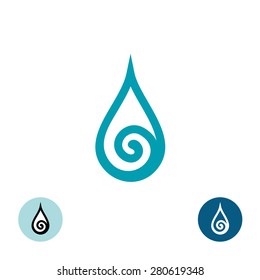Water drop with spiral symbol