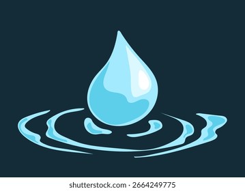 Gota de agua con estilo de dibujos animados de salpicaduras concepto de diseño simple. Ilustración gráfica de dibujos animados de Vector