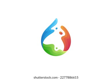 water drop and splash colorful gradient logo