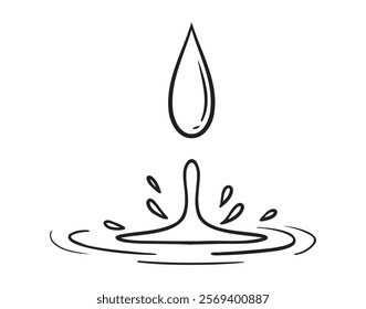 water drop and splash doodle hand drawn icon. Outline drawing line clipart symbol. Vector illustration