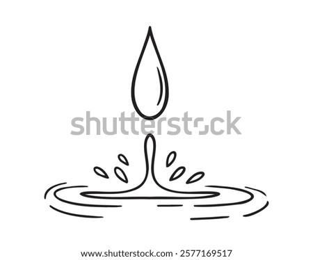 water drop and splash doodle hand drawn icon. Outline drawing line clipart symbol. Vector illustration