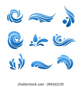 Water drop and splash eco icon vector set