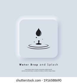 Water drop and splash. Splash water icon. Vector EPS 10. UI icon. Neumorphic UI UX white user interface web button. Neumorphism