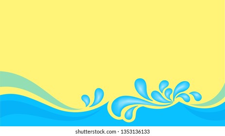 water drop splash isolated on banner yellow background, splash of water for element banner, water drop splatter simple for songkran festival copy space, splash water drop symbol for graphic ad design