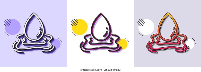 Water drop splash line icon. Halftone dotted pattern. Gradient icon with grain shadow. Clean aqua sign. Liquid symbol. Line water splash icon. Various designs. Vector