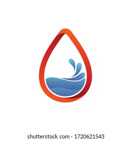 Water drop and splash logo design