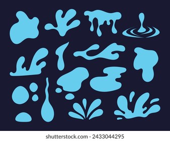 Water drop splash shadow isolated set. Vector graphic design illustration