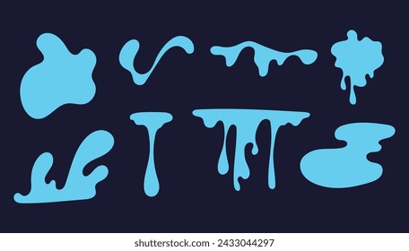 Conjunto aislado de sombra de salpicadura de agua. Ilustración de diseño gráfico vectorial