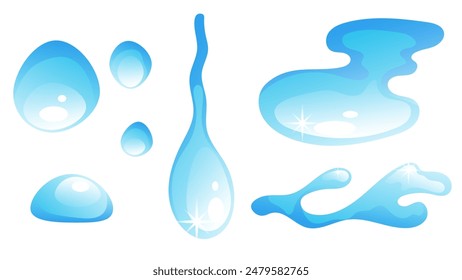 Water drop splash shadow isolated set. Vector graphic design illustration
