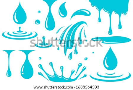 water drop, splash and spray set icons