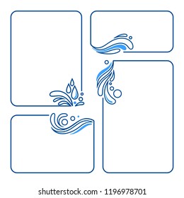 water, drop, splash, wave, set of banner frames