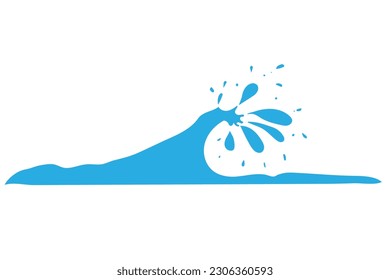 water drop and splash white background. blue sea curve