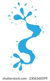 water drop and splash white background. blue sea curve