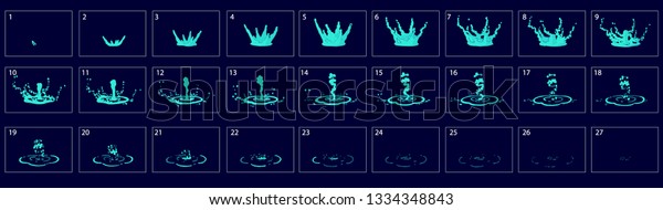 水滴が跳ねるアニメーション ゲーム 漫画 アニメーション用の水飛ばしシート 雨滴2dクラシックアニメーション 水流効果 ベクター画像 のベクター画像素材 ロイヤリティフリー