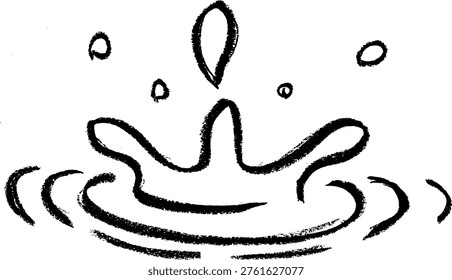 Water Drop Splatter Crayon Chalk Drawing Doodle Vector