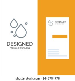 Water, Drop, Spring Grey Logo Design and Business Card Template