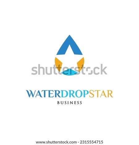 Water Drop Star Icon Logo Design Template