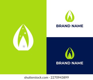 Water drop star logo design