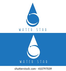 water drop with star vector design template