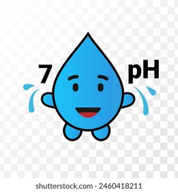 Pegatina de gota de agua con indicador de pH de calidad de agua aislado sobre fondo blanco