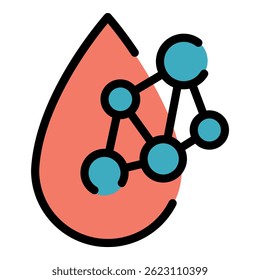 Water drop structure icon. Outline water drop structure vector icon color flat isolated