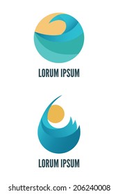 Water drop and sun. abstract vector. flat design elements.