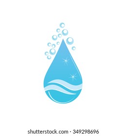 Water drop symbol logo design template icon with wave, cleaning service