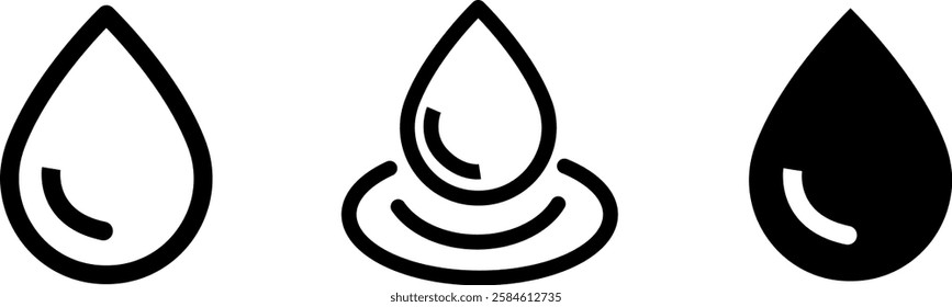 Water Drop Symbol Vector Icon Set