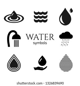 Water drop symbols set. Vector creative concept icons.