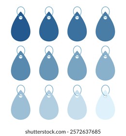 Water drop tag vector illustration on white background. Blue gradient color. Blank label for writing price or content decoration.