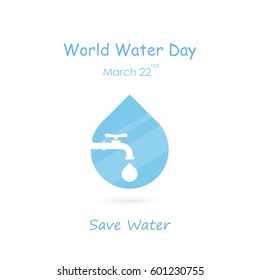 Water drop and water tap icon vector logo design template.World Water Day icon.World Water Day idea campaign concept for greeting card and poster.Vector illustration