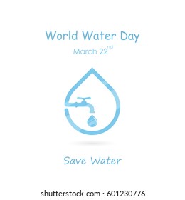 Water drop and water tap icon with vector logo design template.World Water Day icon.World Water Day idea campaign concept for greeting card and poster.Vector illustration