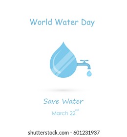 Water drop and water tap icon vector logo design template.World Water Day icon.World Water Day idea campaign concept for greeting card and poster.Vector illustration
