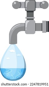 Water drop from tap vector illustration