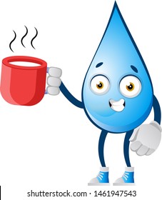 Wassertropfen mit Tee, Illustration, Vektorgrafik auf weißem Hintergrund.