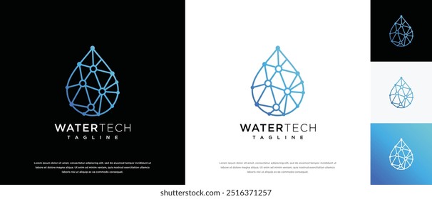 Water drop technology logo design vector concept. Water technology logo symbol icon
