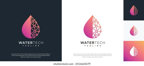 Wassertropfen Technologie Logo Design Vektorkonzept. Symbol für das Logo der Wassertechnologie