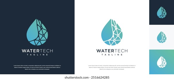 Concepto de Vector de diseño de logotipo de tecnología de gota de agua. Icono del símbolo del logotipo de la tecnología del agua