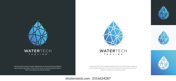 Concepto de Vector de diseño de logotipo de tecnología de gota de agua. Icono del símbolo del logotipo de la tecnología del agua