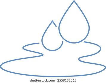 Water drop thin line icon. Spilled liquid. Puddle. Editable Stroke. Vector illustration