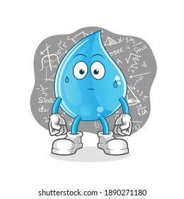 water drop thinking hard vector. cartoon character