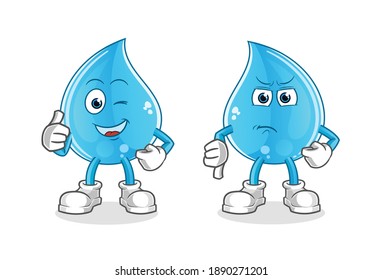 water drop thumbs up and thumbs down cartoon. cartoon mascot vector