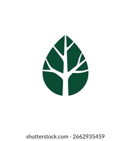 Wassertropfen und Baumzweig Logo-Design-Konzept, Natur-Logo-Symbol bereit für Vorlage