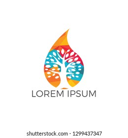 Water drop with tree icon vector logo design. Logo of energy. Renewable green energy logo design template. Nature tech sign.