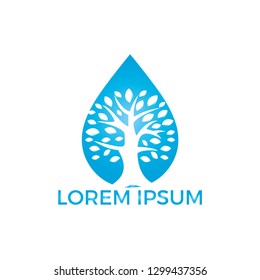 Water drop with tree icon vector logo design. Logo of energy. Renewable green energy logo design template. Nature tech sign.
