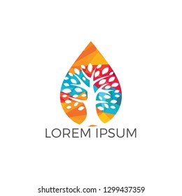 Water drop with tree icon vector logo design. Logo of energy. Renewable green energy logo design template. Nature tech sign.