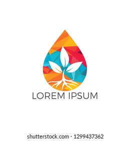 Water drop with tree icon vector logo design. Logo of energy. Renewable green energy logo design template. Nature tech sign.