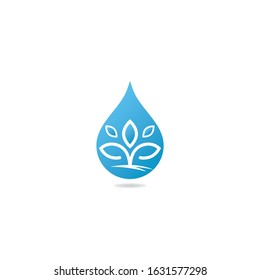 Water drop with tree icon vector logo design. Ecology, environment and agriculture vector icon.	
